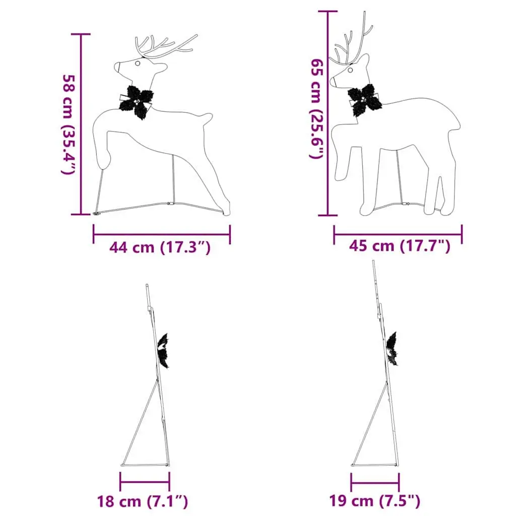 LED Reindeer Christmas Decorations 6 Pieces Gold Holiday Festive Lights Home