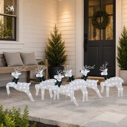 LED Reindeer Decorations - 6 pcs Silver Art Deco Design