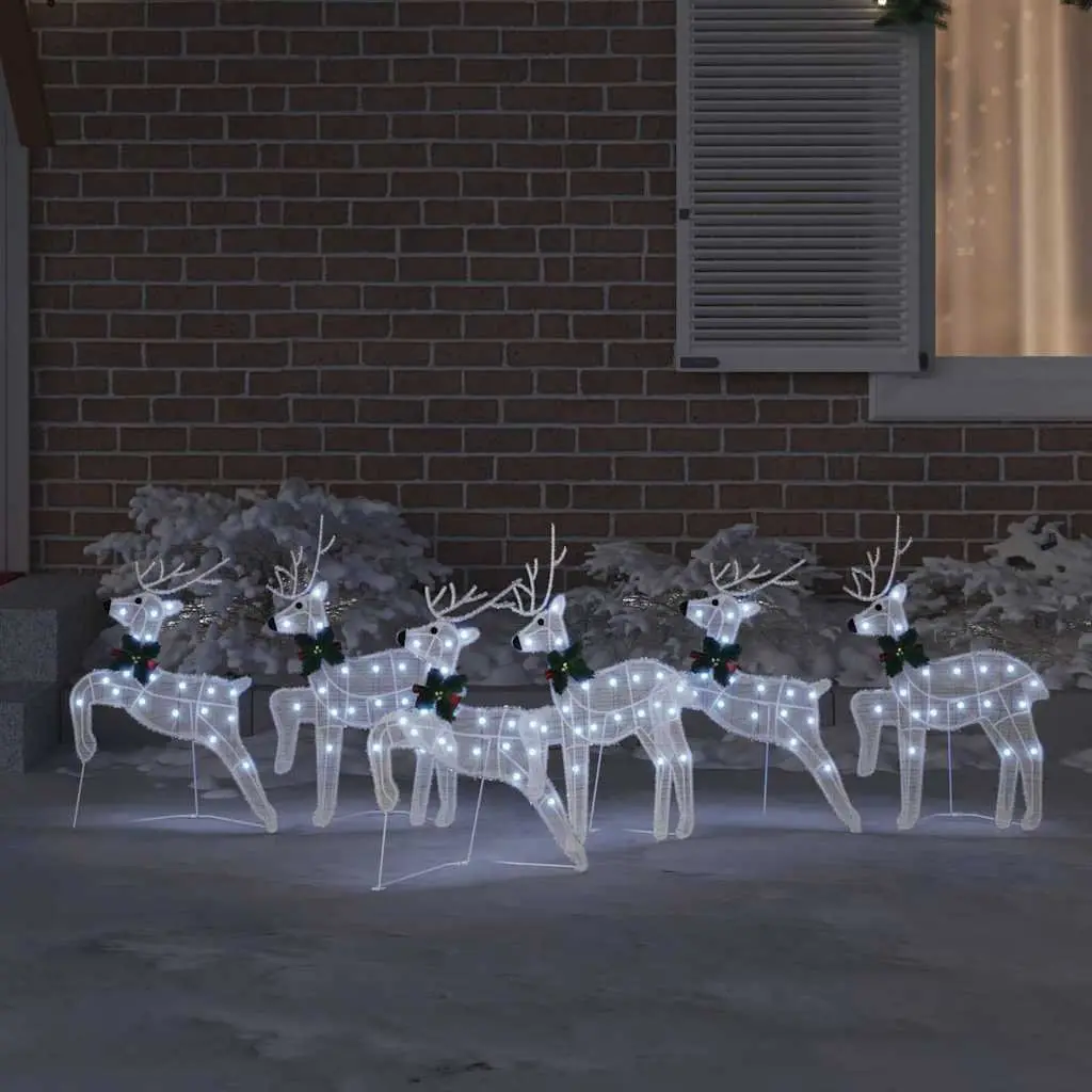 LED Reindeer Decorations Indoor Outdoor 6 Piece Set White Art Deco