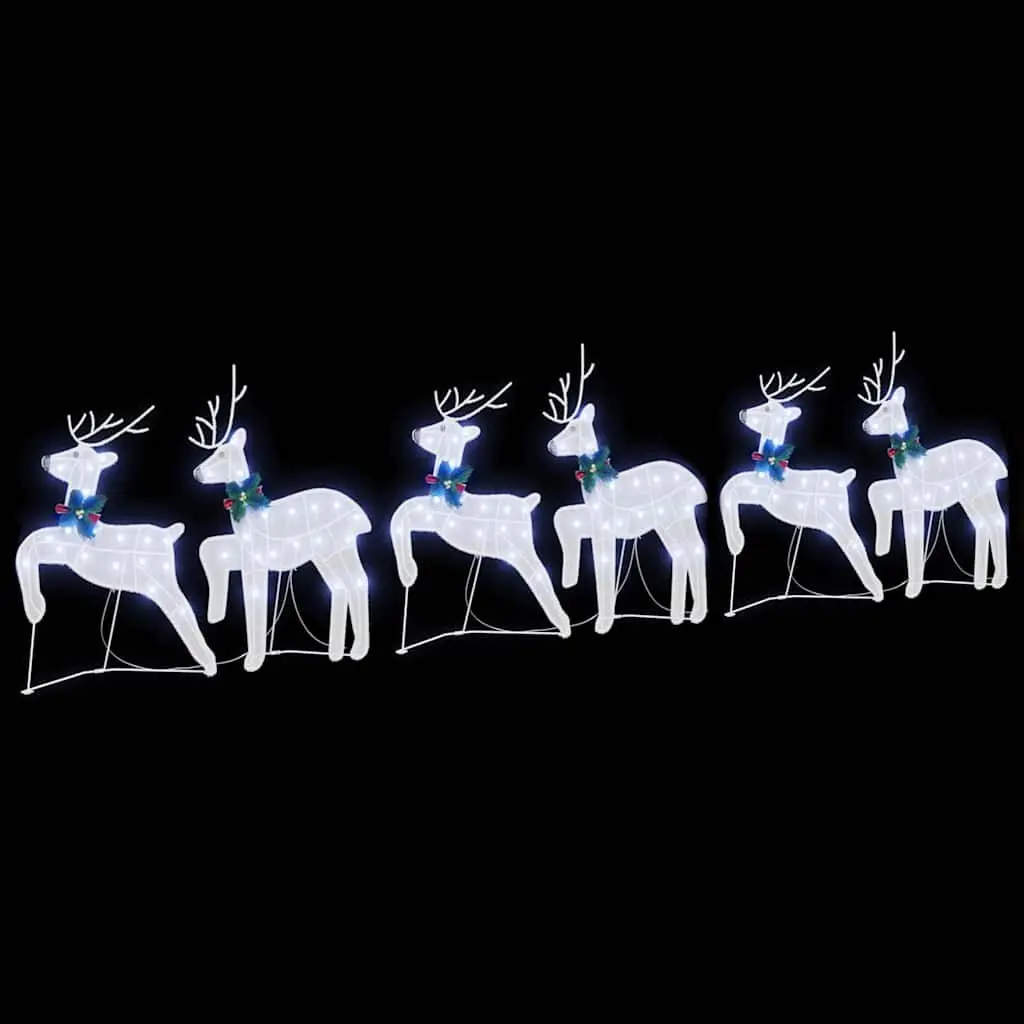 LED Reindeer Decorations Indoor Outdoor 6 Piece Set White Art Deco