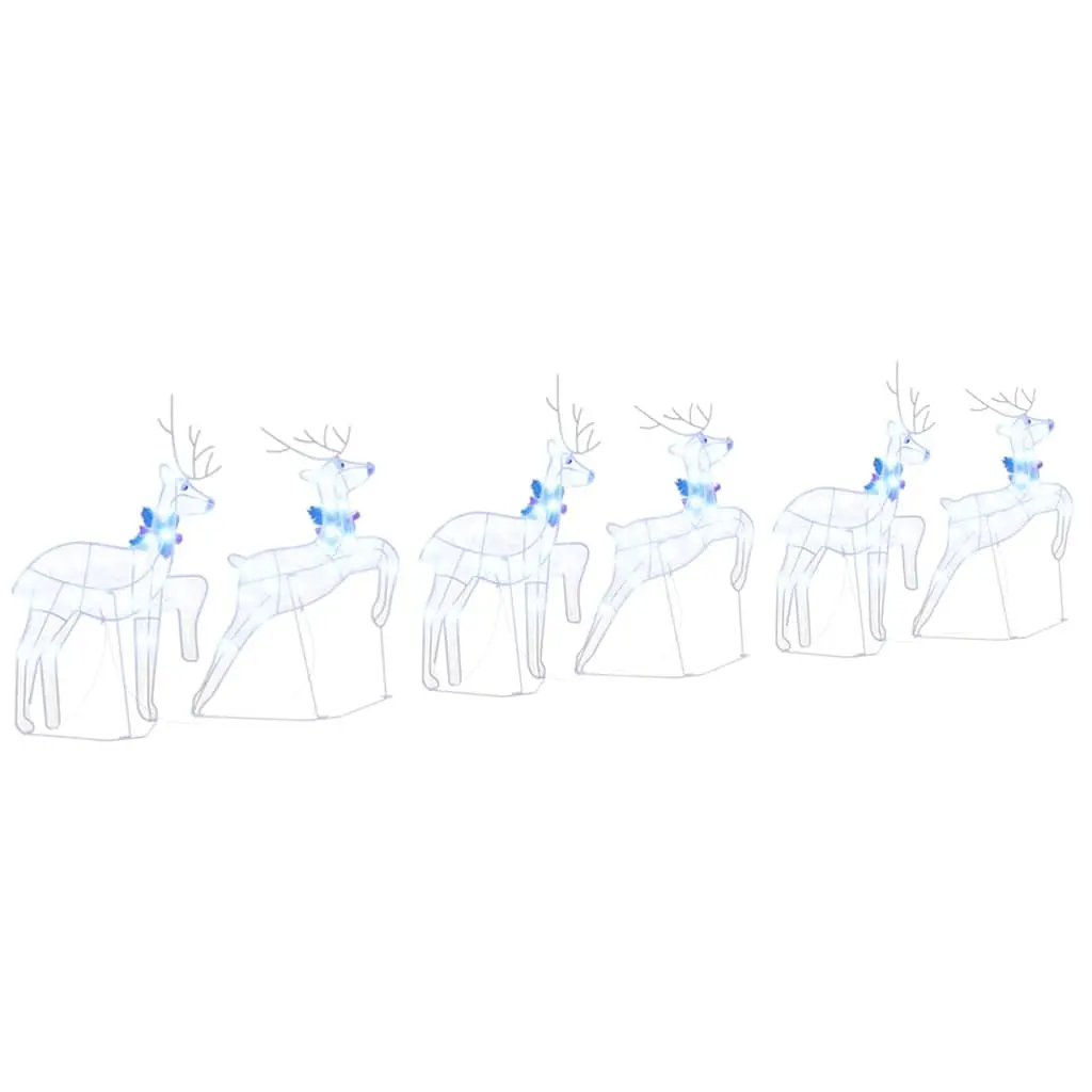LED Reindeer Decorations Indoor Outdoor 6 Piece Set White Art Deco