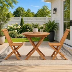 3-Piece Garden Dining Set: Acacia Wood Construction