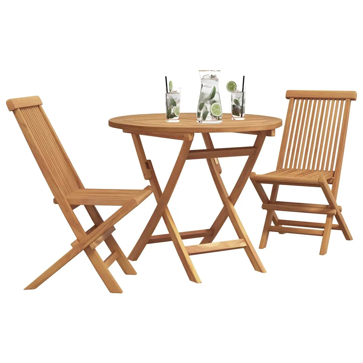 Garden Dining Set Outdoor Use 3 Pieces Brown Solid Acacia Wood Table and Chairs