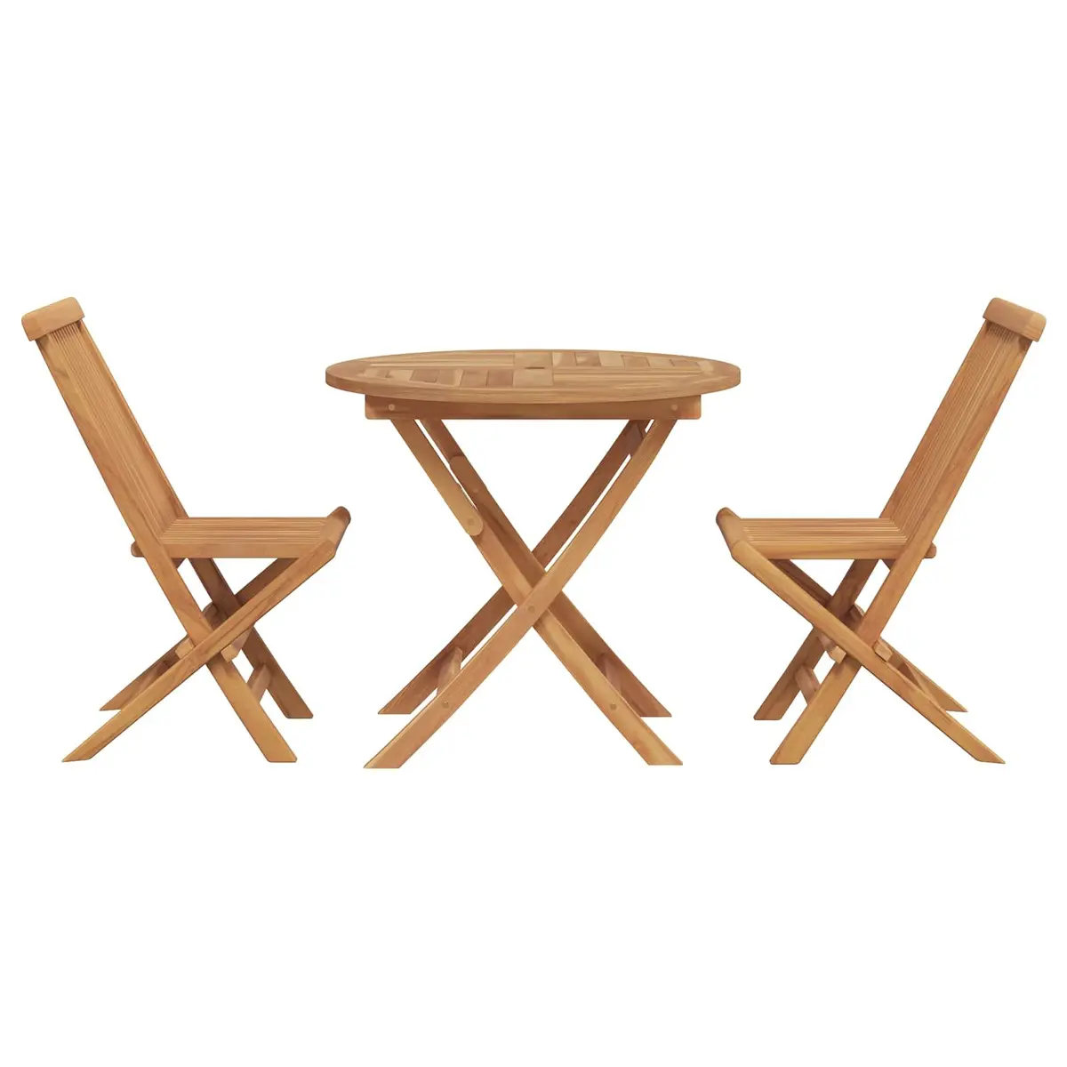 Garden Dining Set Outdoor Use 3 Pieces Brown Solid Acacia Wood Table and Chairs