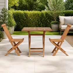 Acacia Wood 3-Piece Garden Dining Set: Table & Chairs