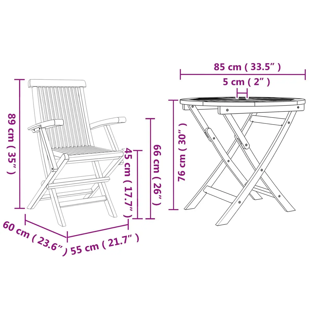 Garden Dining Set Outdoor Use 3 Piece Brown Acacia Wood Table Chairs Armrest