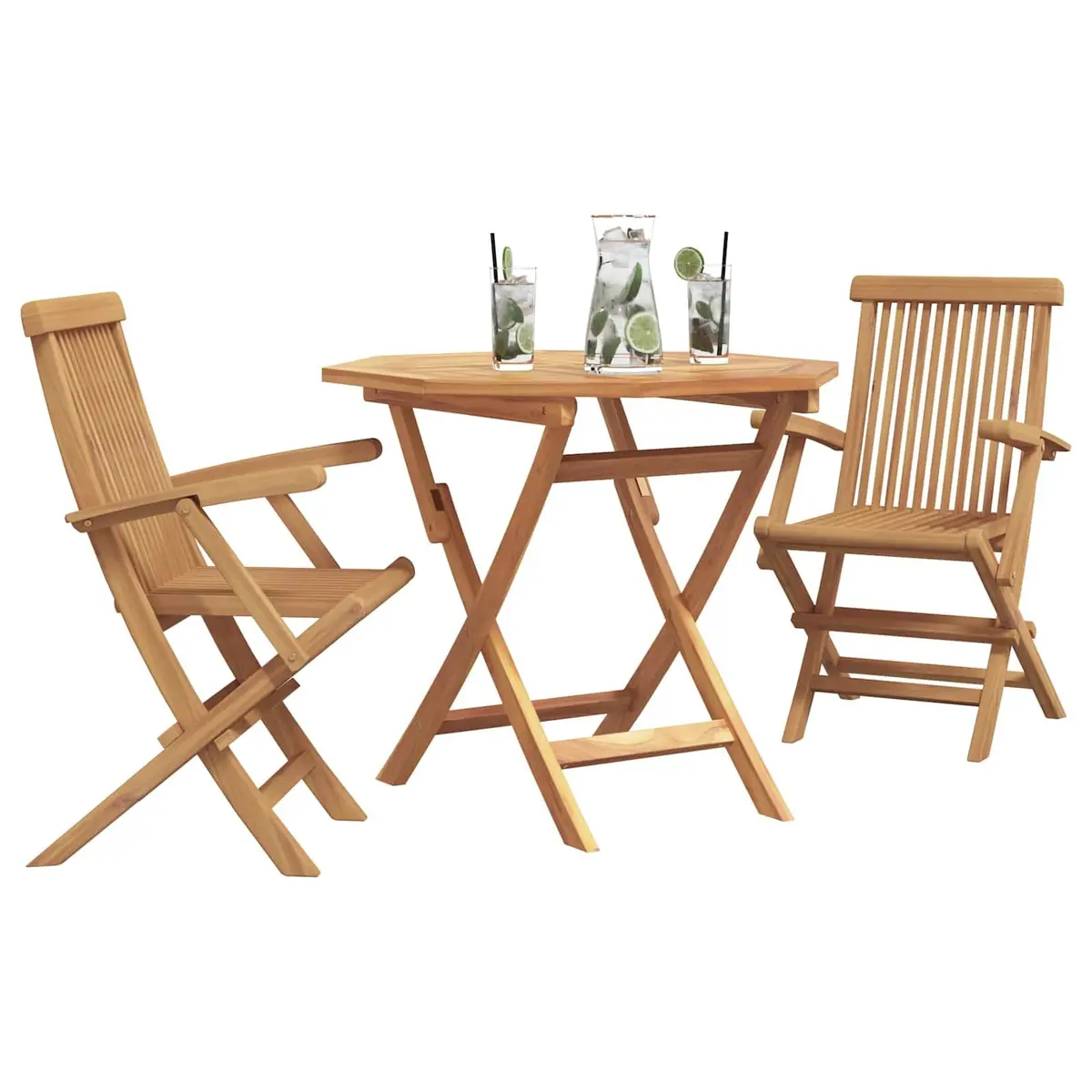 Dining Set 3 Pieces Modern Outdoor Furniture Solid Acacia Wood for Terrace Garden Brown