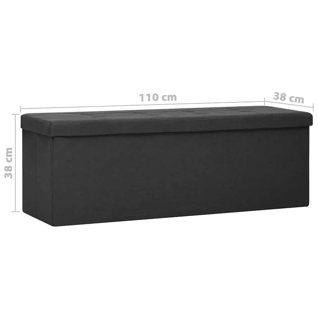 Folding Storage Bench for Hallway Black Faux Linen