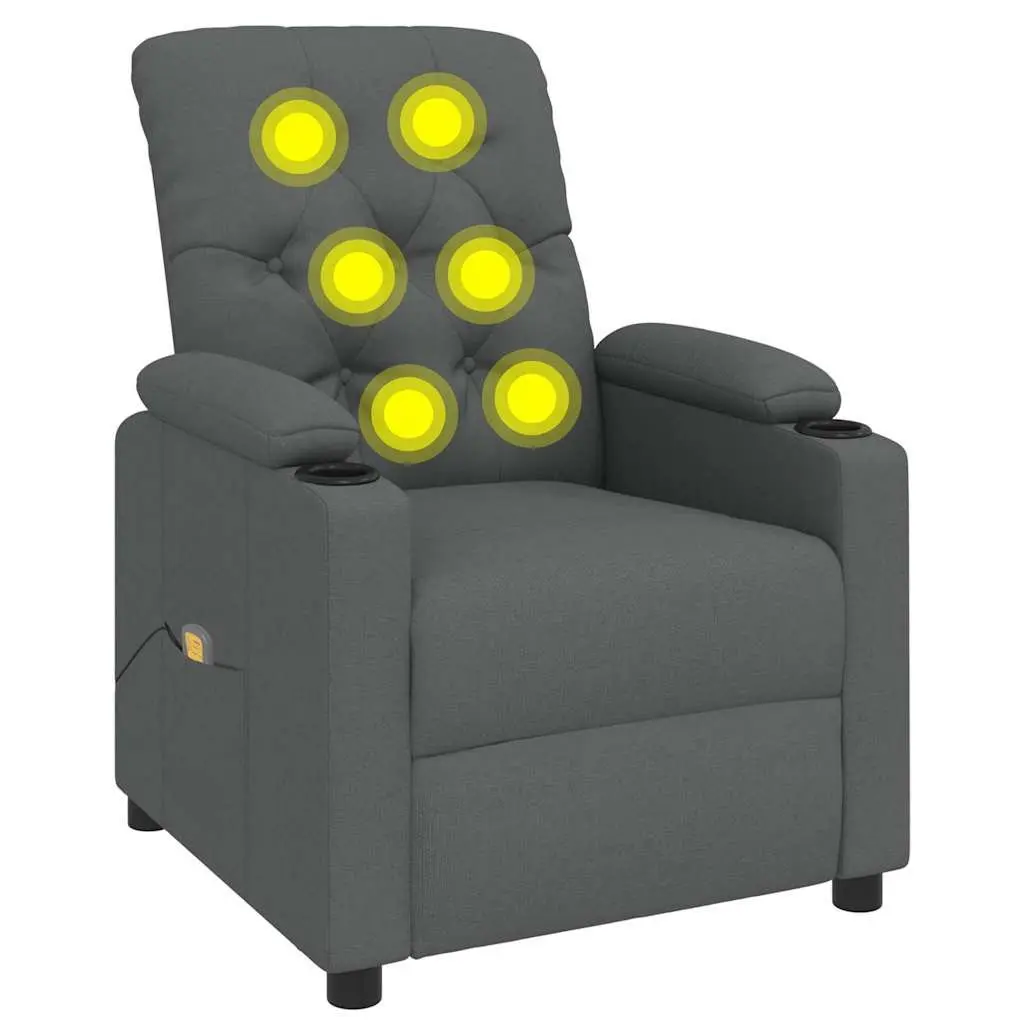 Electric Massage Chair for Home Grey Fabric Manual Reclining 6 Vibration Points