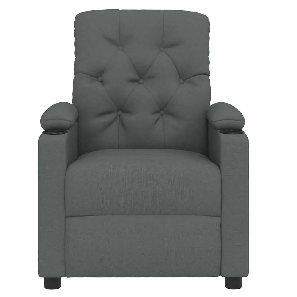 Electric Massage Chair for Home Grey Fabric Manual Reclining 6 Vibration Points