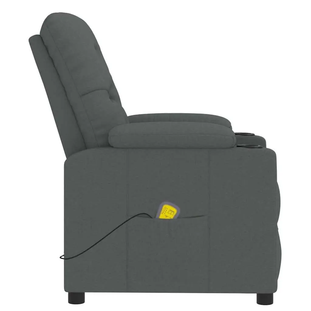 Electric Massage Chair for Home Grey Fabric Manual Reclining 6 Vibration Points
