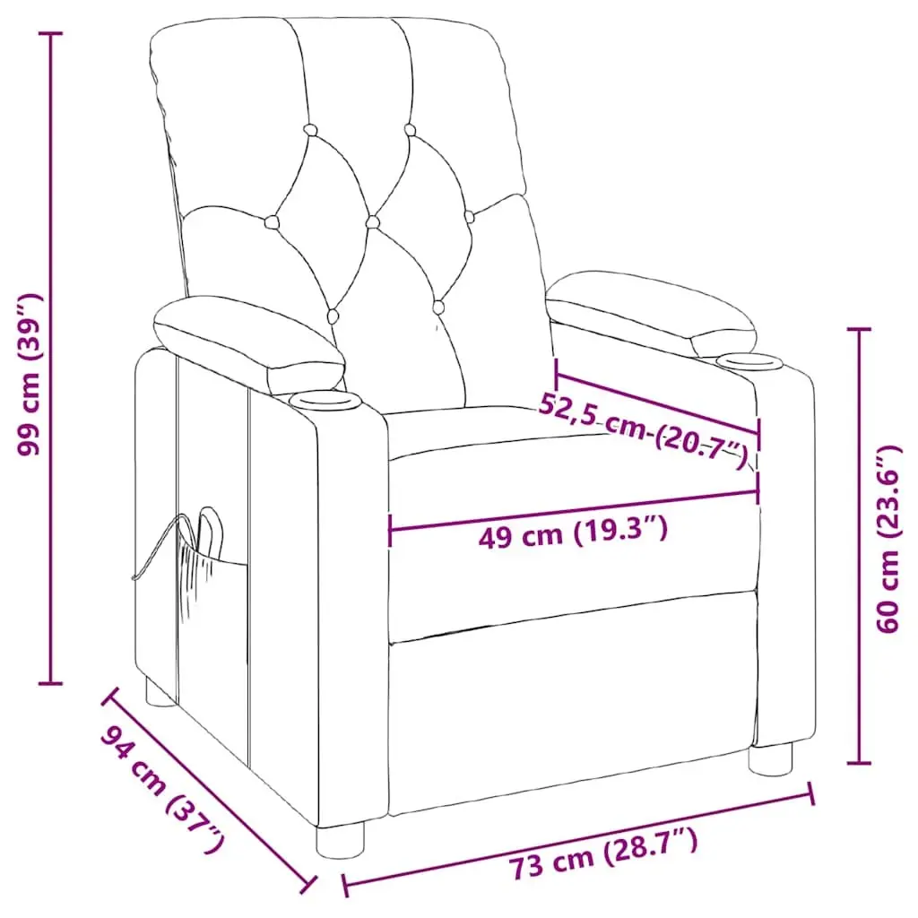 Electric Massage Chair for Home Grey Fabric Manual Reclining 6 Vibration Points