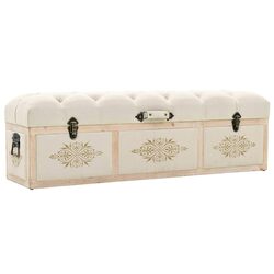 Storage Bench: 110cm Cream Fabric Seat with Storage