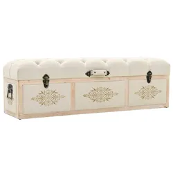 Storage Bench: 110cm Cream Fabric Seat with Storage