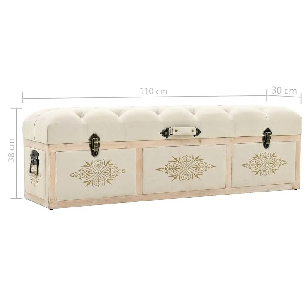 Storage Bench Entryway Hallway Living Room 110cm Cream Padded Seat