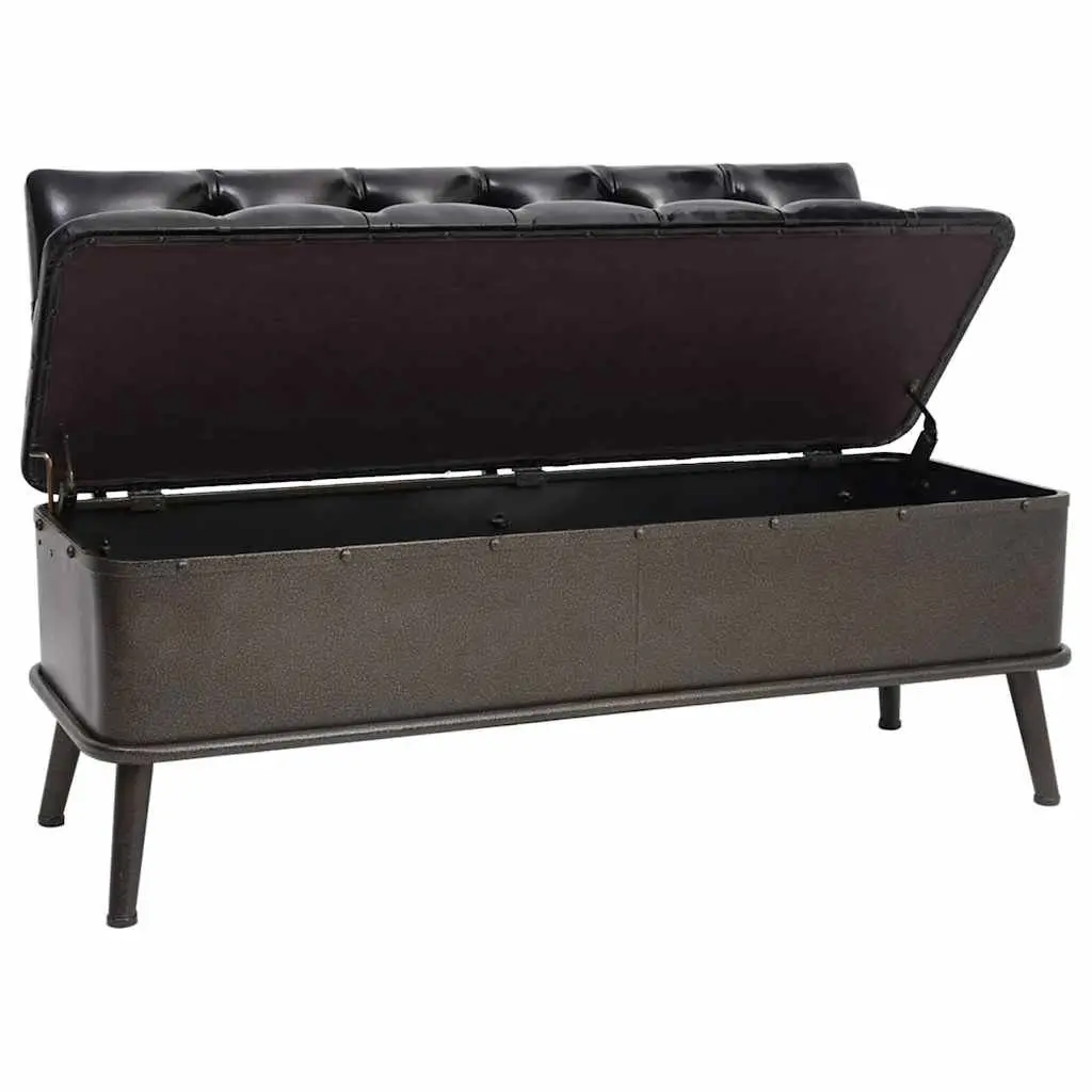 Storage Bench for Hallway 110cm Black Faux Leather Foam Padded Seat
