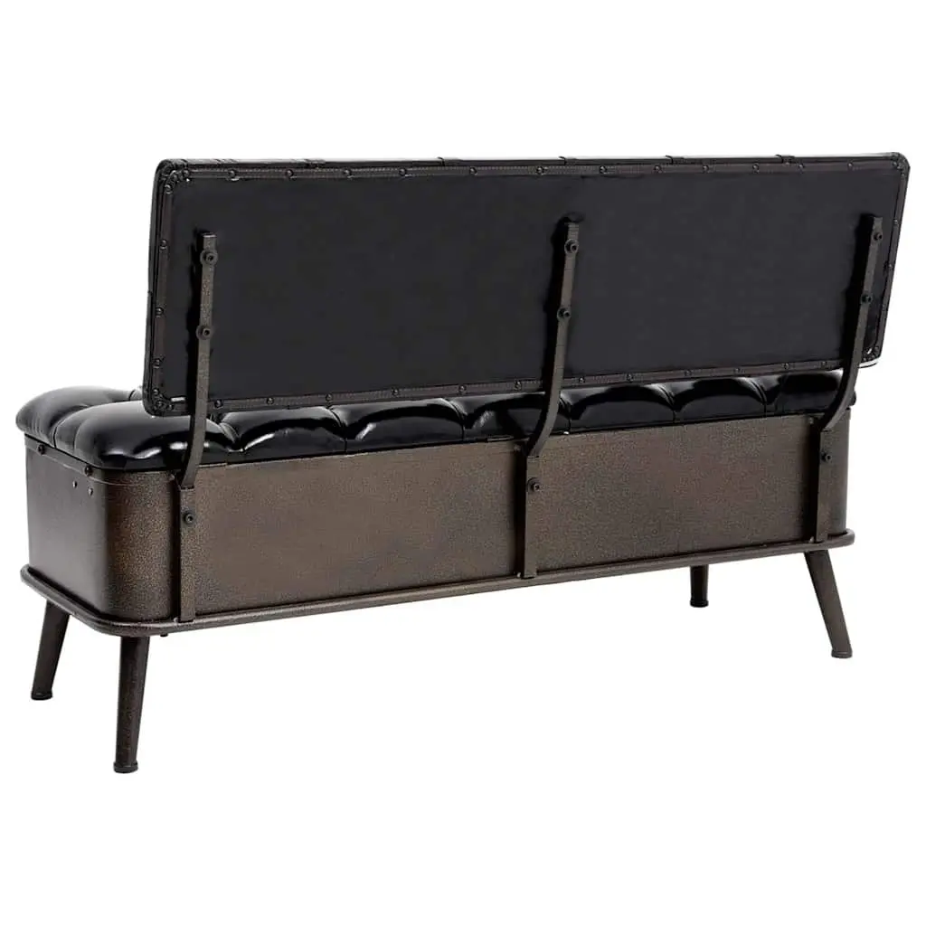Storage Bench for Hallway 110cm Black Faux Leather Foam Padded Seat