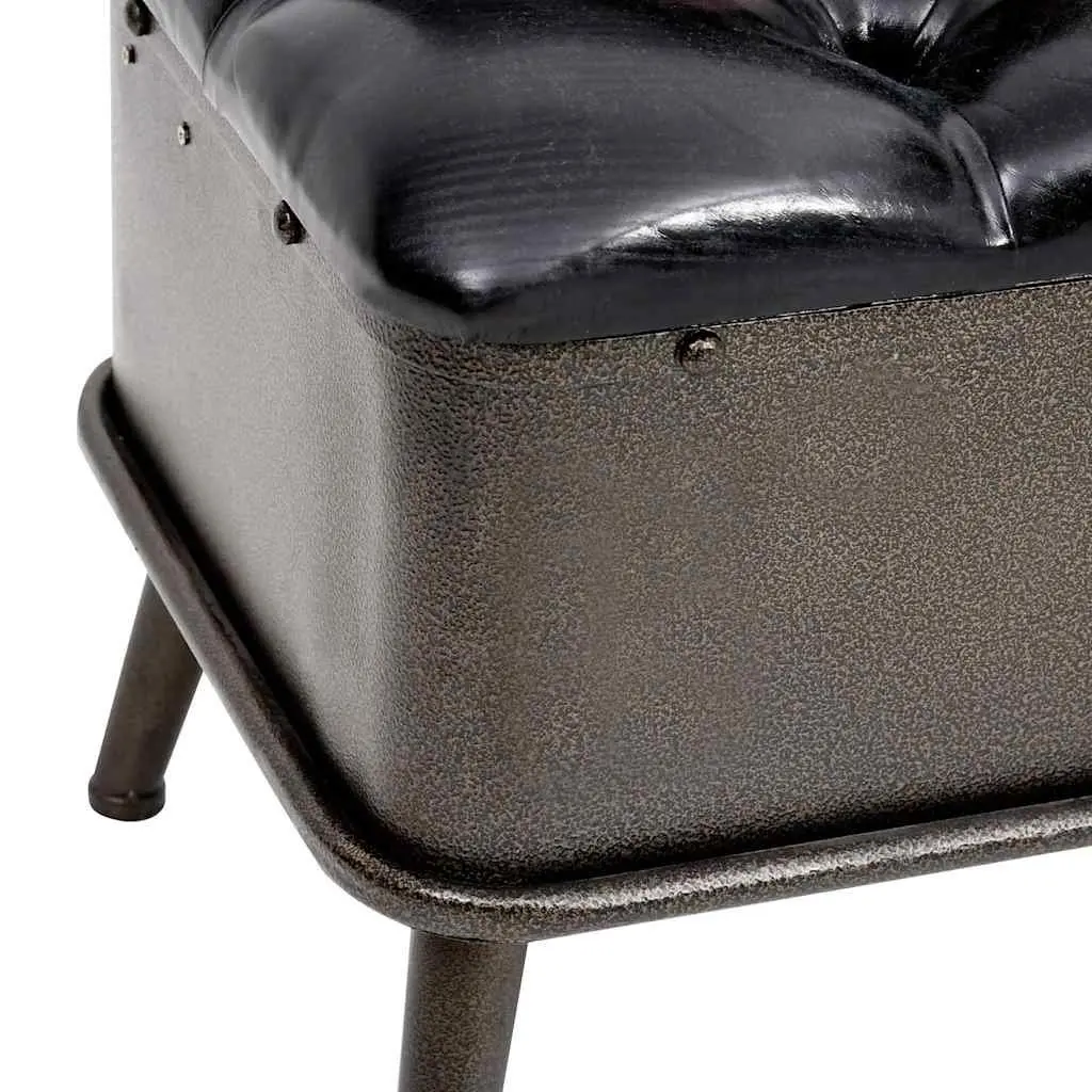 Storage Bench for Hallway 110cm Black Faux Leather Foam Padded Seat