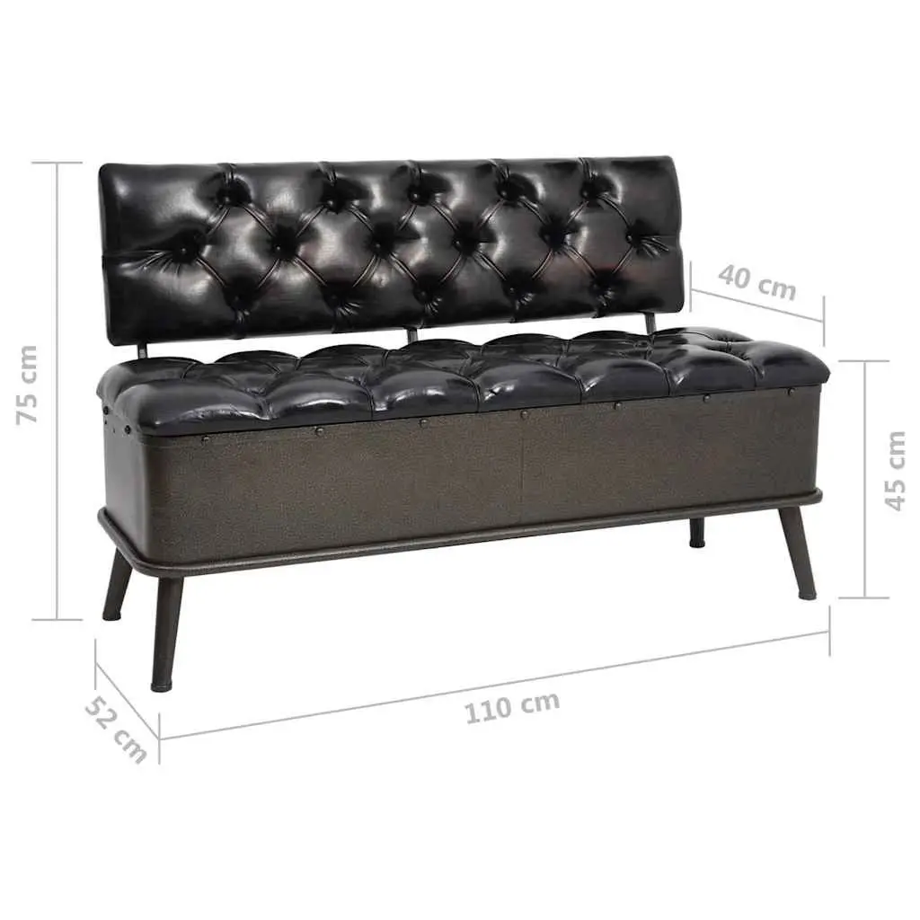 Storage Bench for Hallway 110cm Black Faux Leather Foam Padded Seat