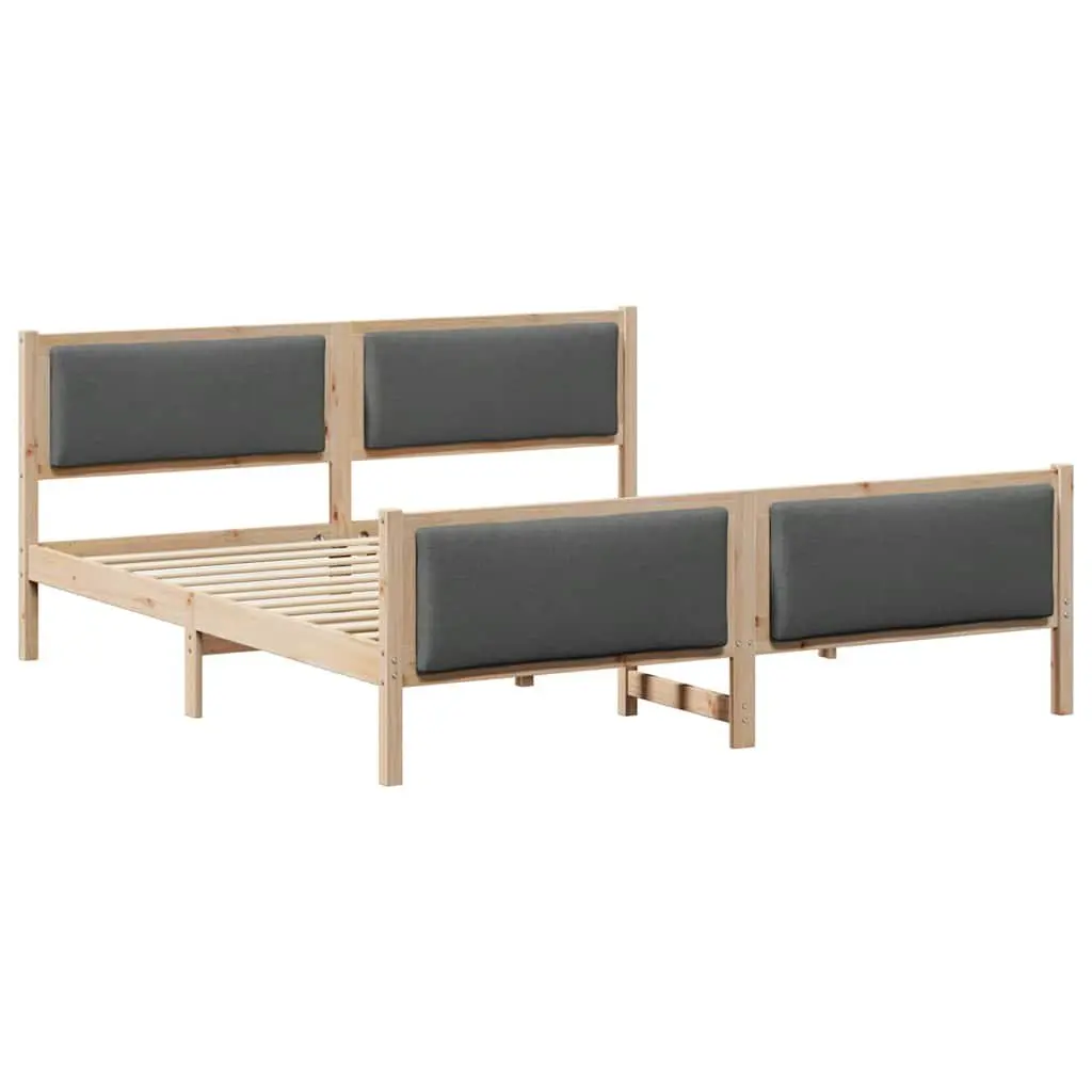 Dark Grey Bed Frame with Headboard 180 x 200 cm