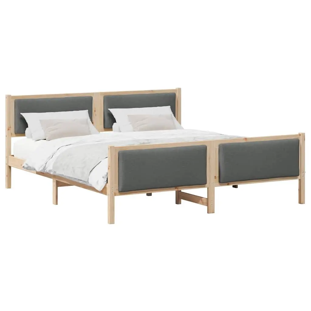 Dark Grey Bed Frame with Headboard 180 x 200 cm