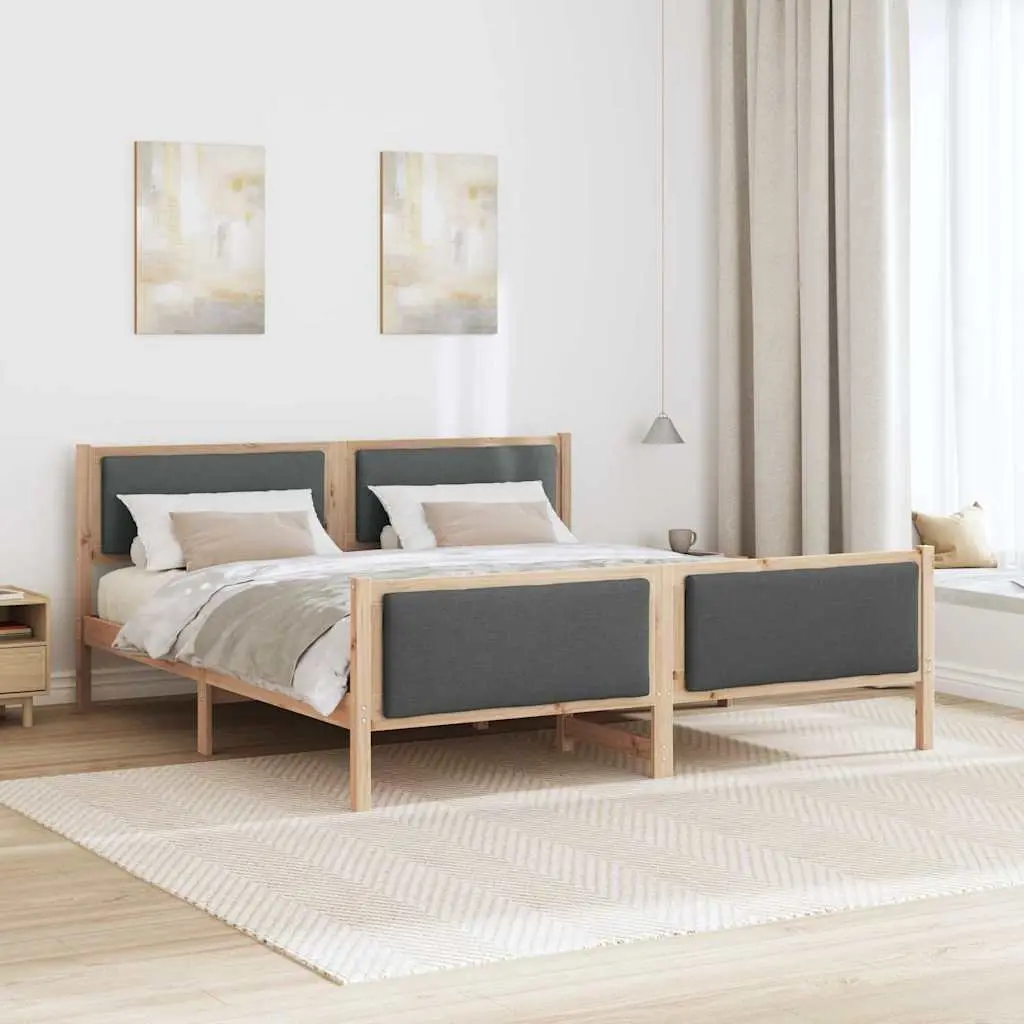 Dark Grey Bed Frame with Headboard 180 x 200 cm
