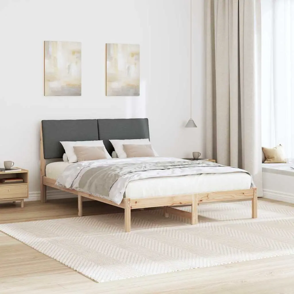 Bed Frame for Bedroom 150 x 200 cm with Headboard Solid Pine Wood