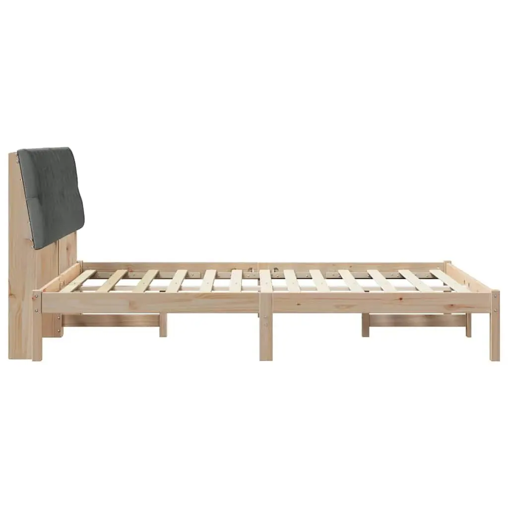 Bed Frame for Bedroom with Upholstered Headboard Brown 150 x 200 cm Platform Slatted Base