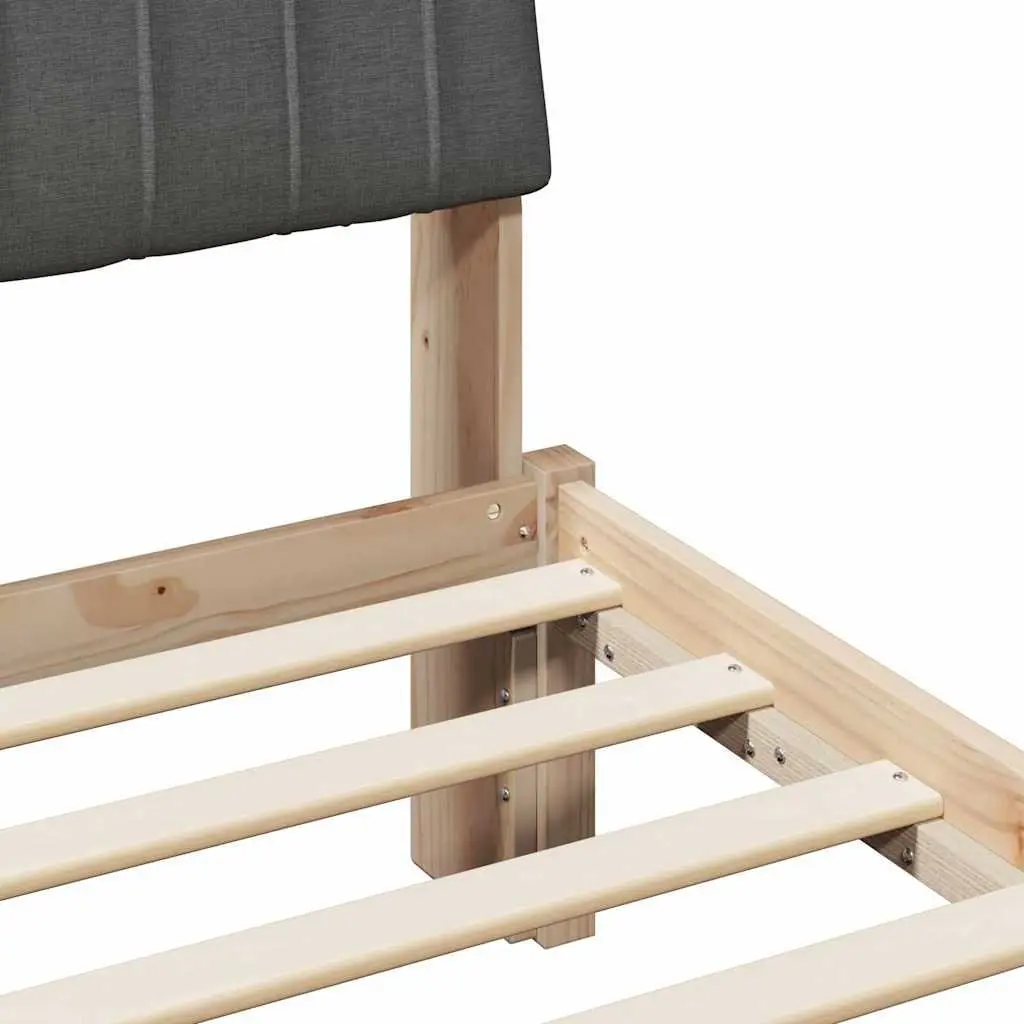 Bed Frame with Headboard for Bedroom Brown 180 x 200 cm Solid Pine Wood Platform Slatted