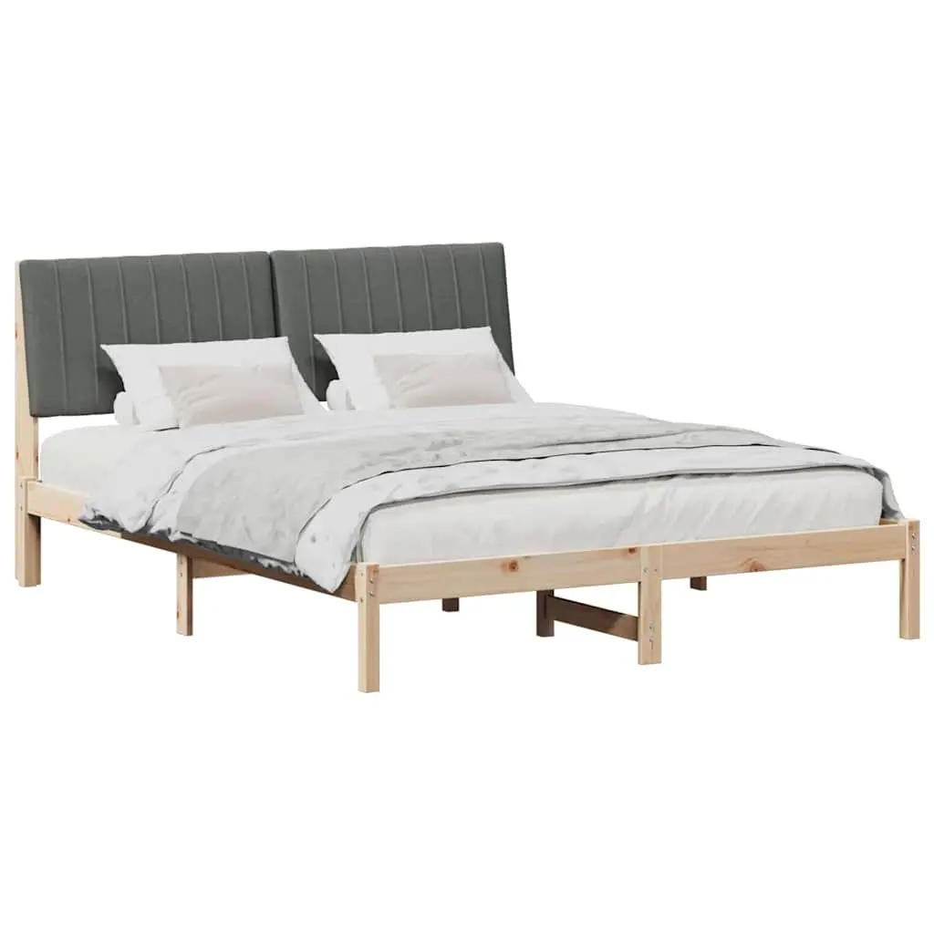 Brown Bed Frame with Upholstered Headboard 150 x 200 cm