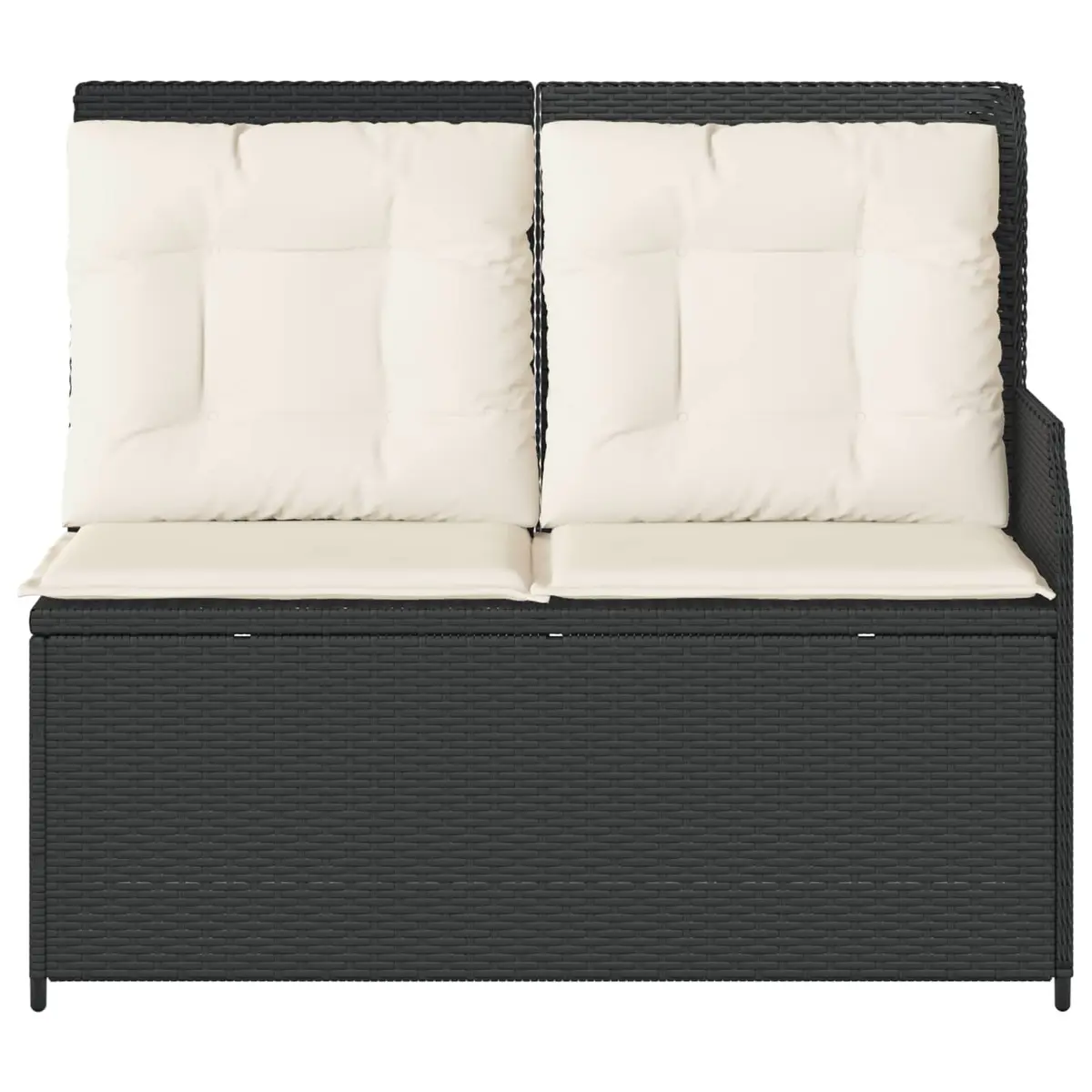Garden Bench with Cushion Outdoor Furniture Reclining Seating Poly Rattan Black