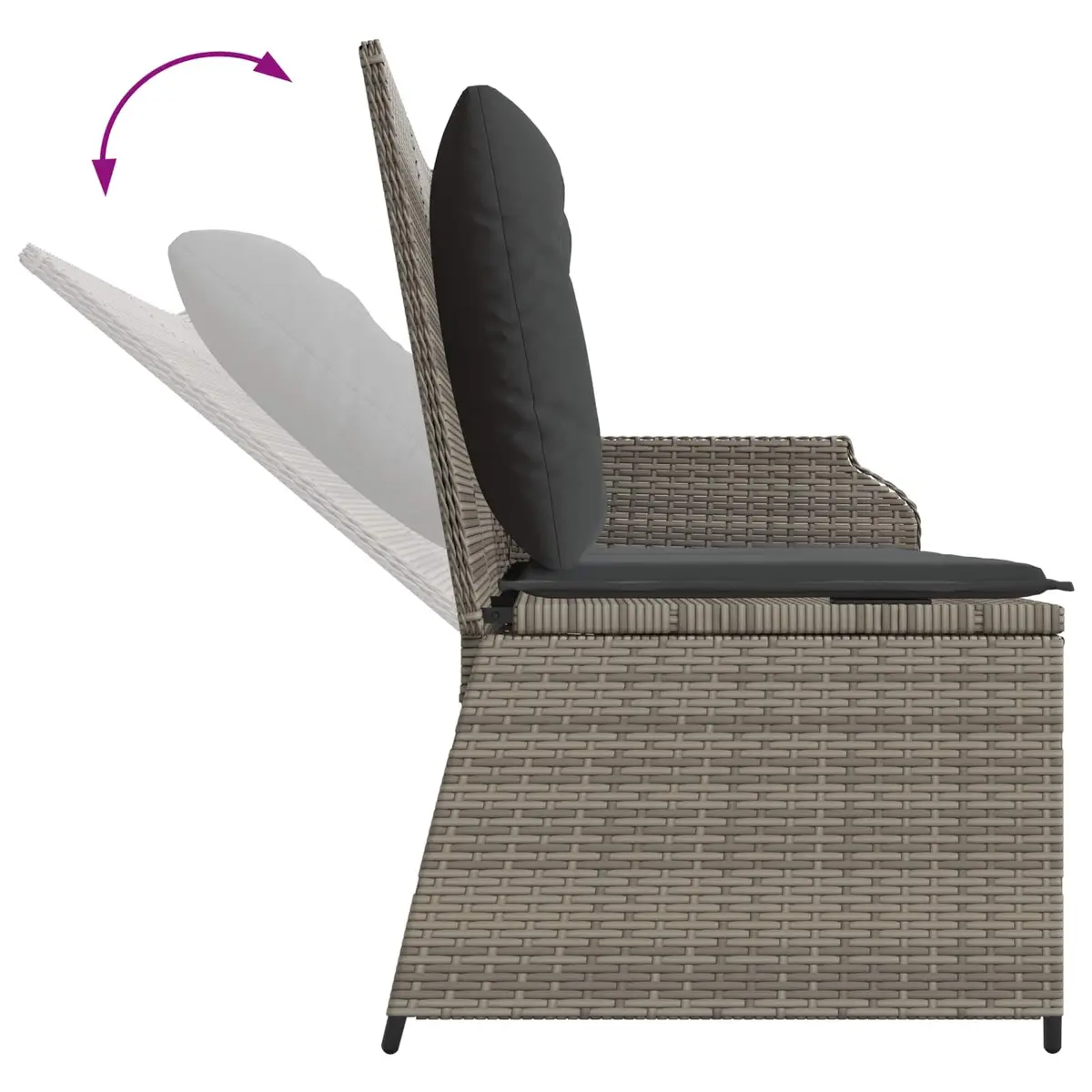 Garden Bench Outdoor Use Grey Reclining Seating