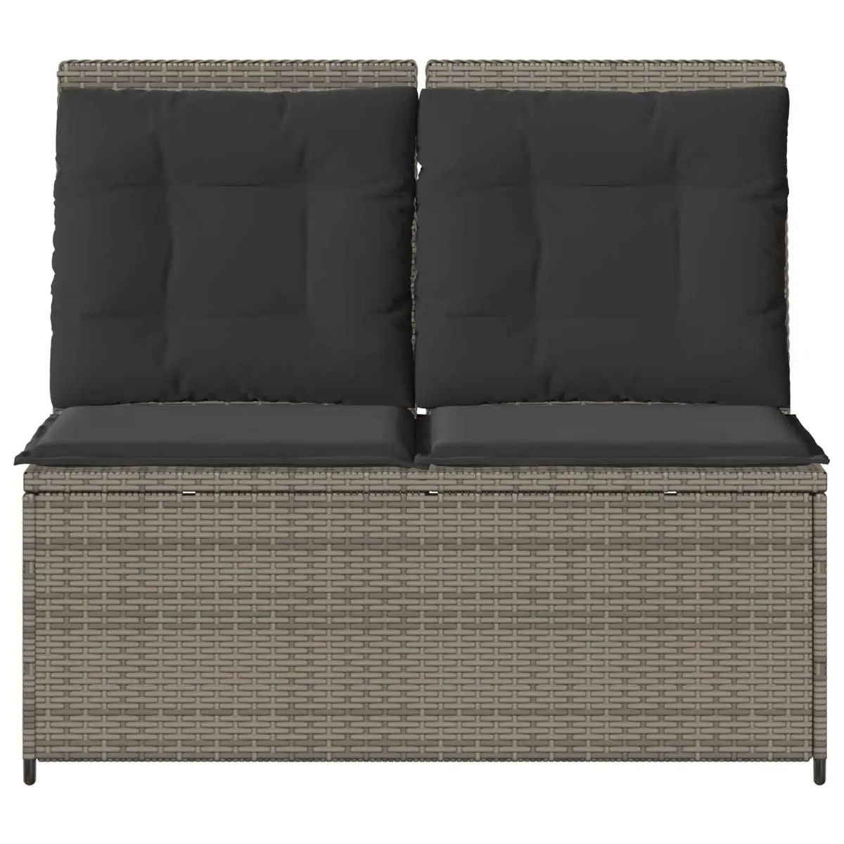 Garden Bench Outdoor Use Grey Poly Rattan Adjustable Backrest