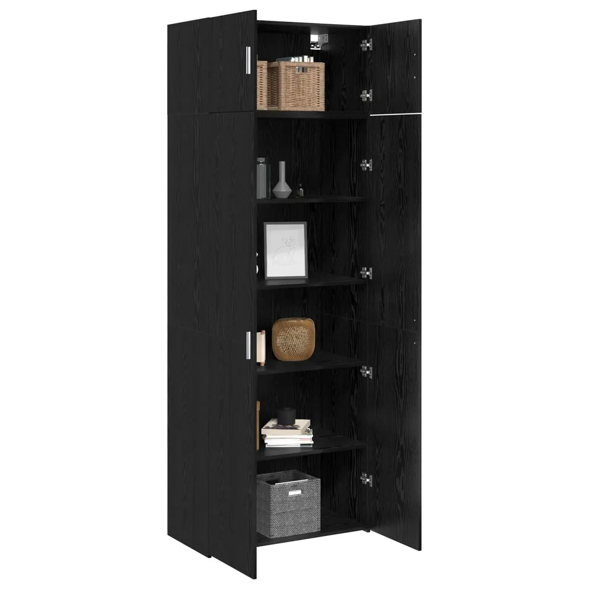 Storage Cabinet 3 Piece Set Black Modern Furniture Bedroom Living Room Office