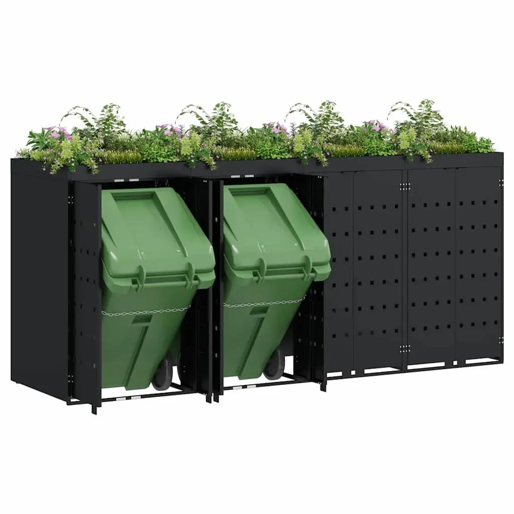 Wheelie Bin Storage for Outdoor Garden 272 x 77.5 x 121.5 cm Black