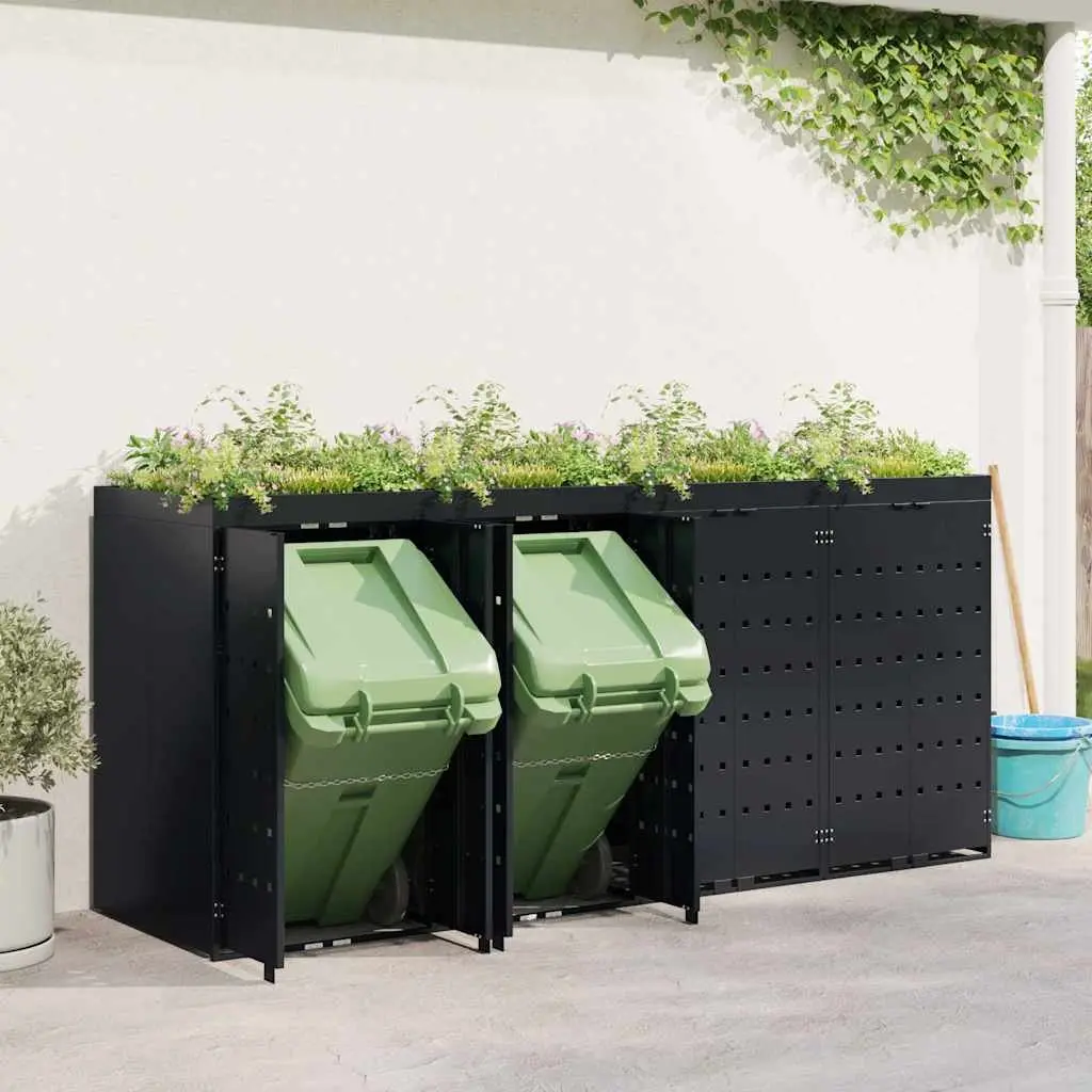 Wheelie Bin Storage for Outdoor Garden 272 x 77.5 x 121.5 cm Black