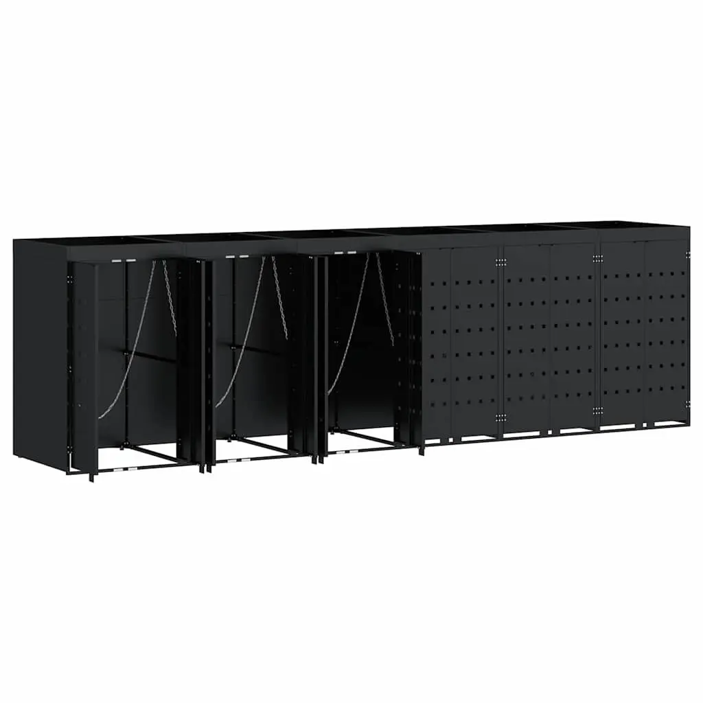Wheelie Bin Storage Outdoor Garden 6 Bins Black