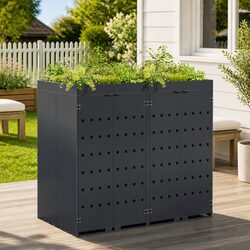 Wheelie Bin Storage Enclosure 2 Bins Anthracite Garden Outdoor Waste Container