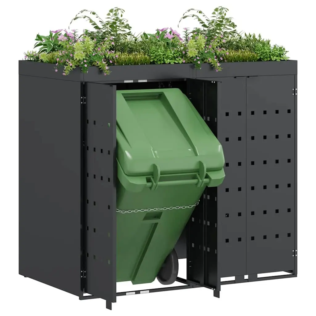 Wheelie Bin Storage Enclosure for Garden Outdoor 2 Bins Anthracite