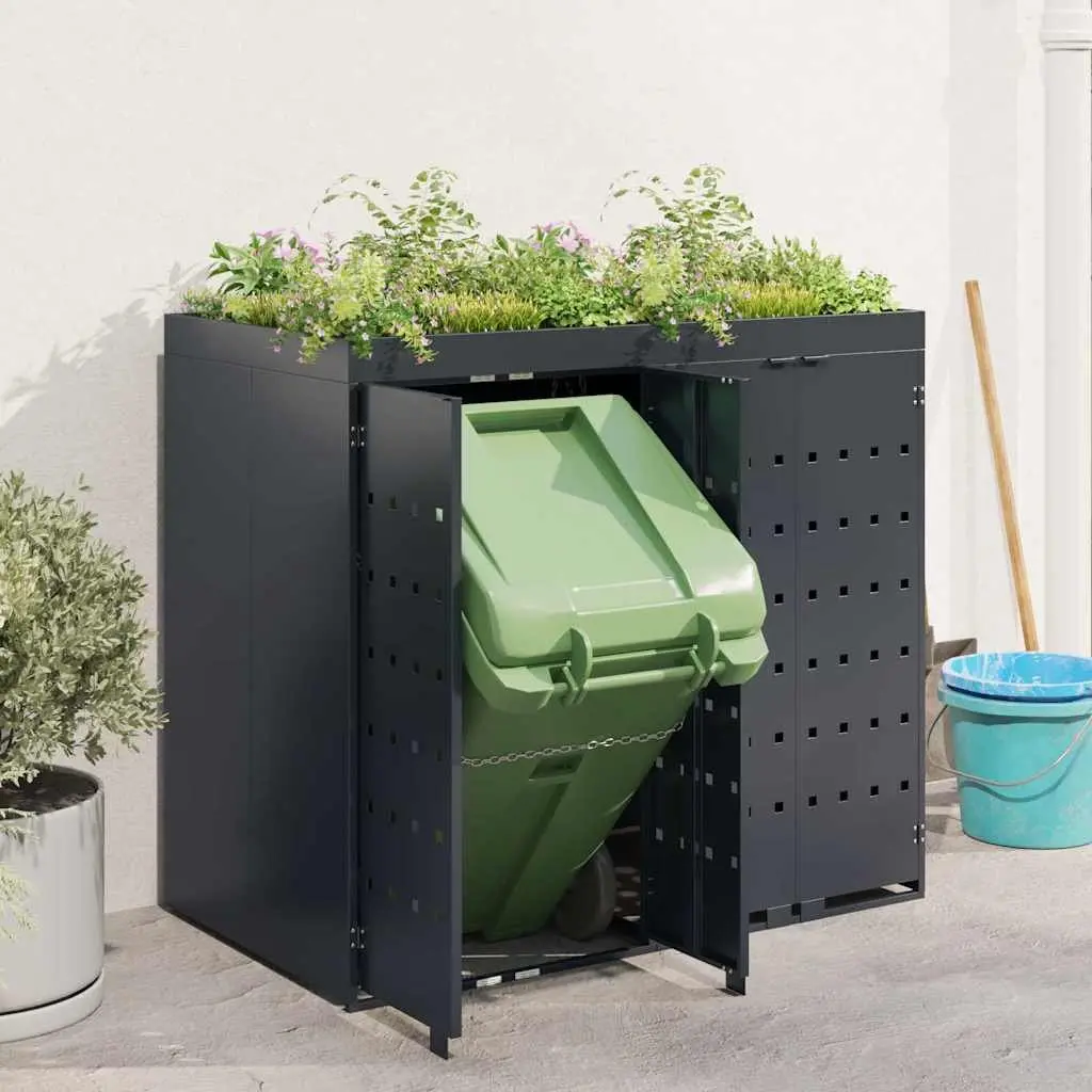 Wheelie Bin Storage Enclosure for Garden Outdoor 2 Bins Anthracite