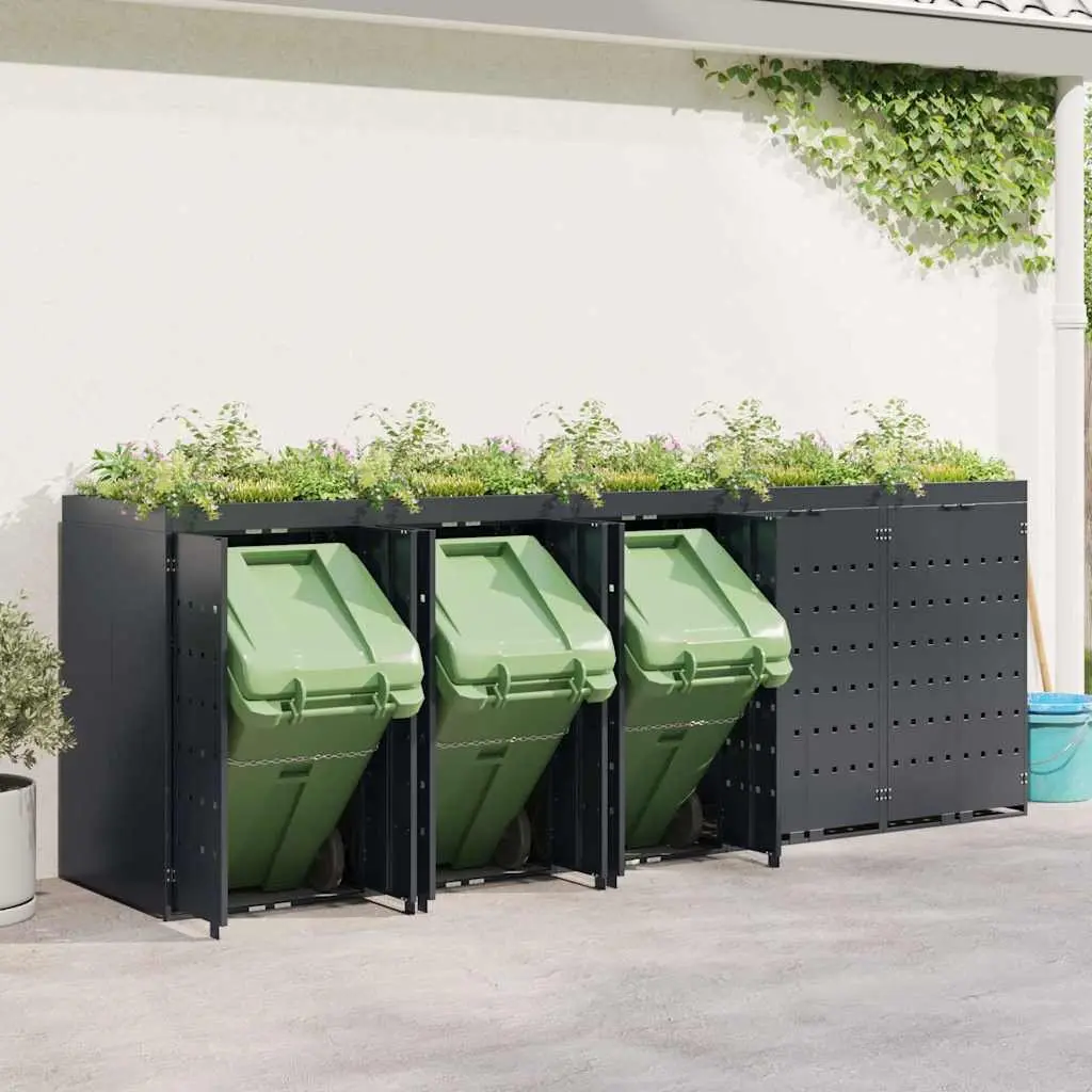 Wheelie Bin Storage Unit Outdoor Garden Anthracite 5 Bins