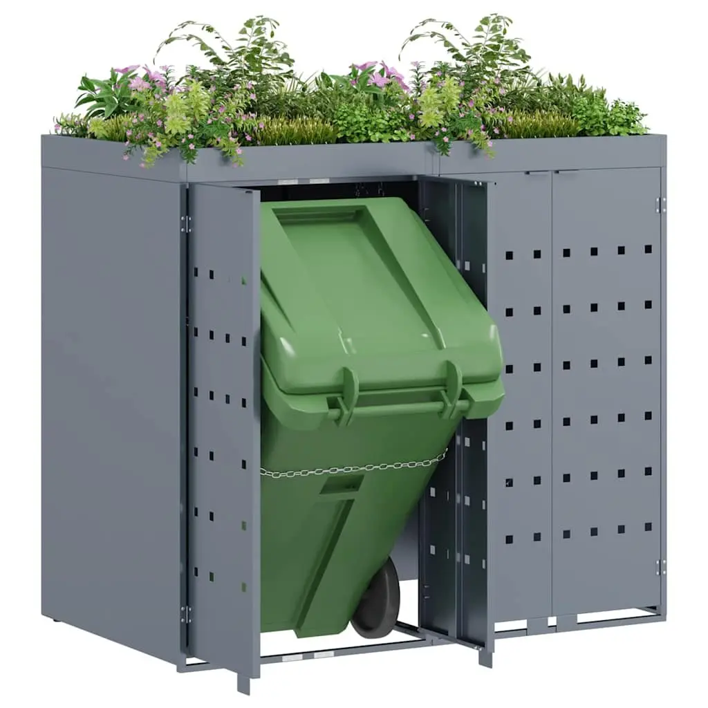 Wheelie Bin Storage for 2 Bins Outdoor Light Grey Garden Waste Container