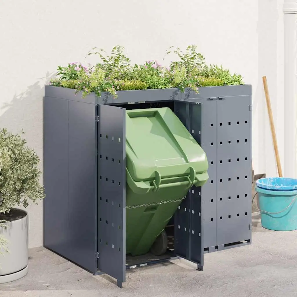 Wheelie Bin Storage for 2 Bins Outdoor Light Grey Garden Waste Container