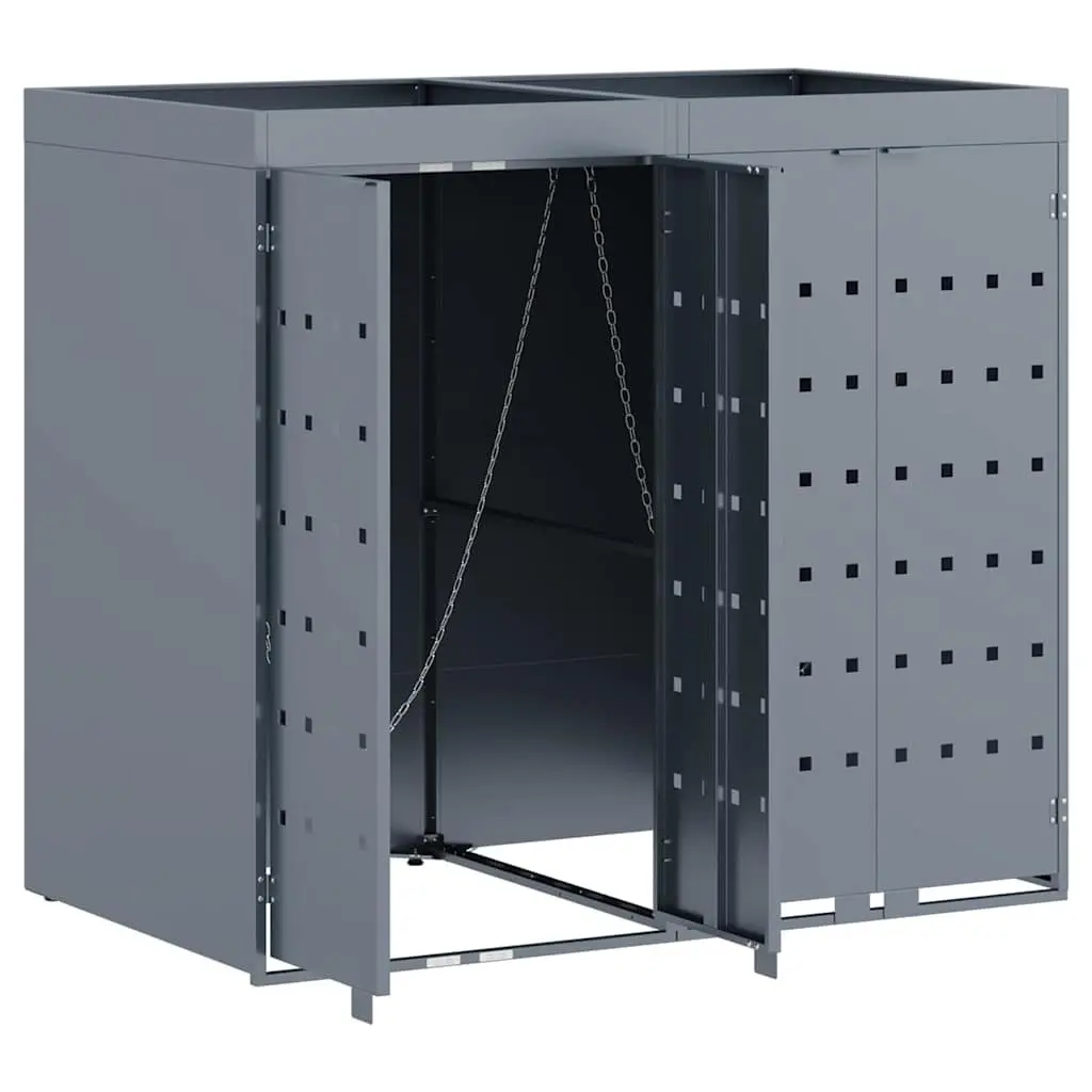 Wheelie Bin Storage for 2 Bins Outdoor Light Grey Garden Waste Container