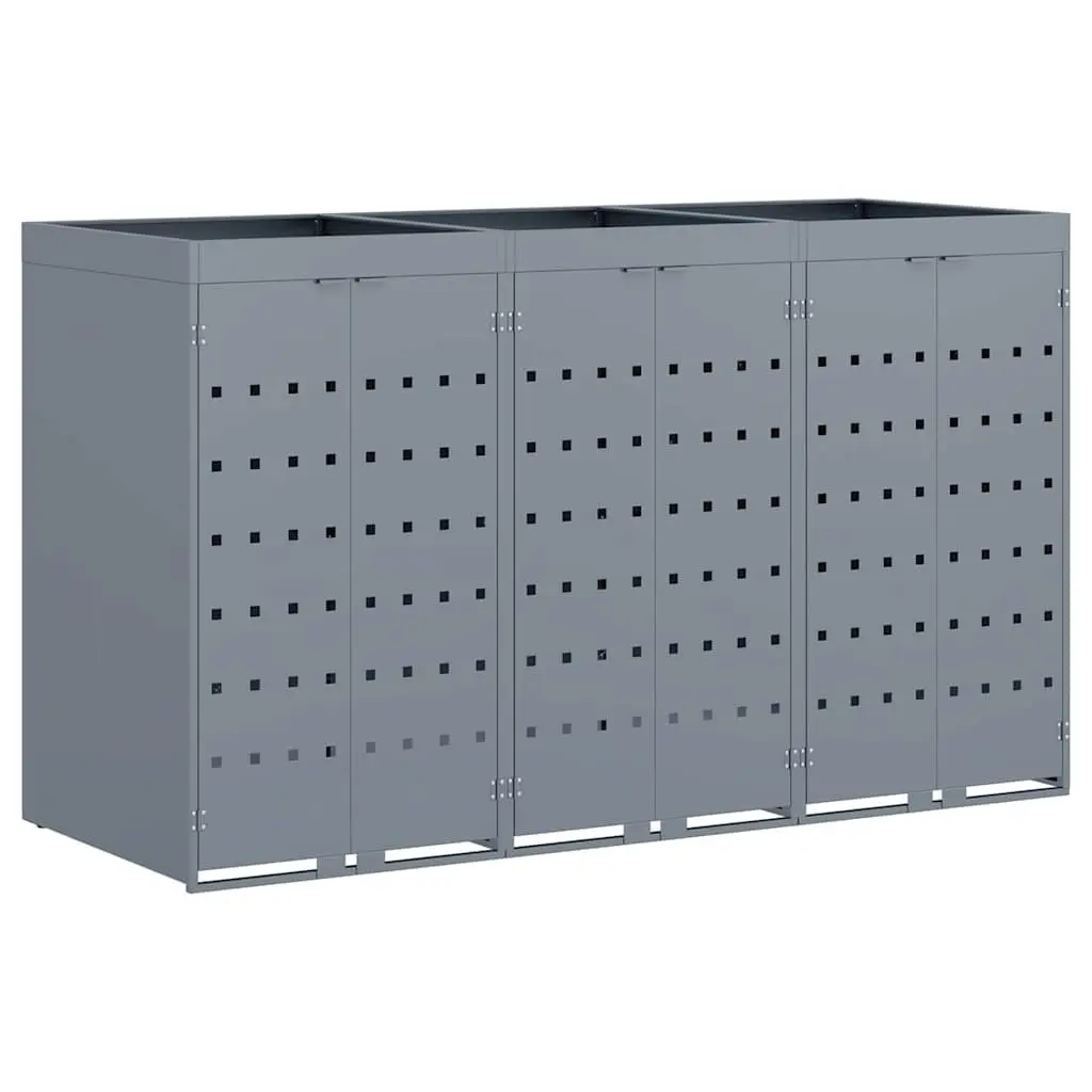 Wheelie Bin Storage for Outdoor Garden Light Grey 3 Bins
