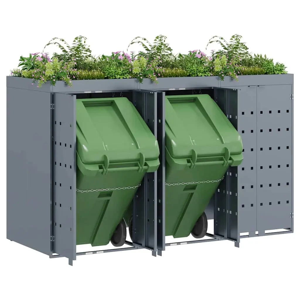 Wheelie Bin Storage for Outdoor Garden Light Grey 3 Bins