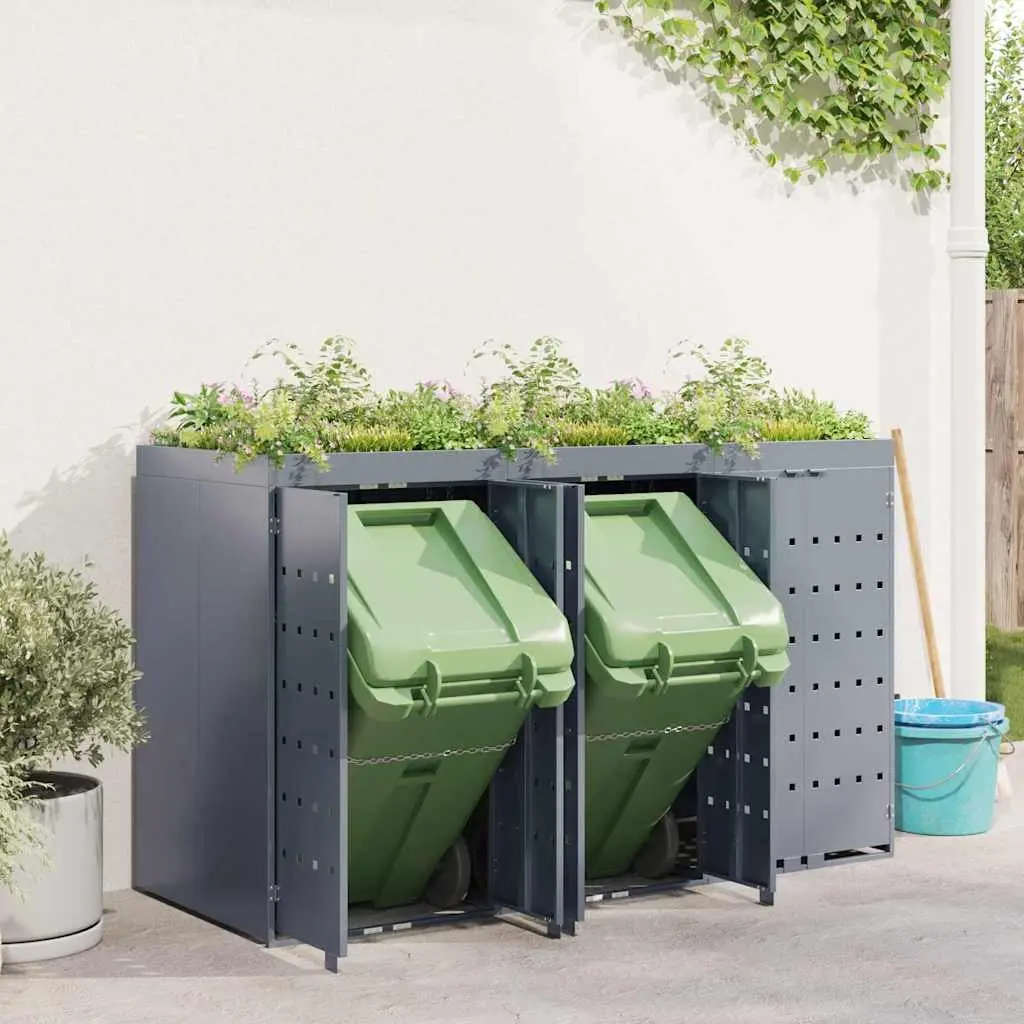 Wheelie Bin Storage for Outdoor Garden Light Grey 3 Bins