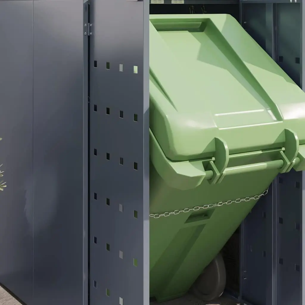 Wheelie Bin Storage for Outdoor Garden Light Grey 3 Bins