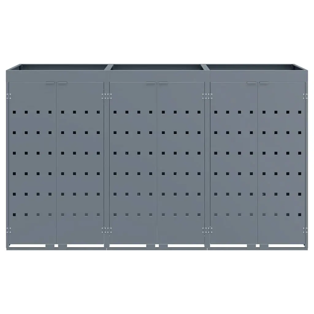 Wheelie Bin Storage for Outdoor Garden Light Grey 3 Bins