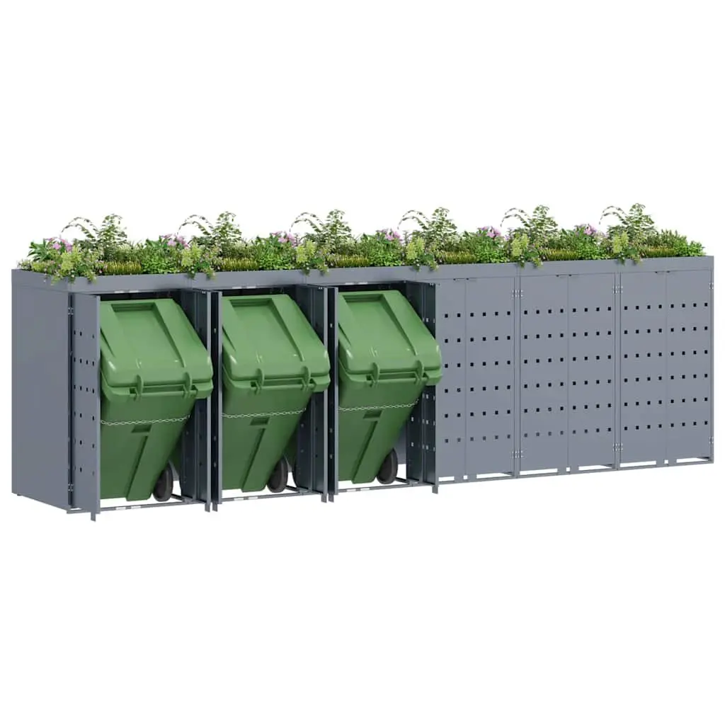 Wheelie Bin Storage Enclosure for Garden and Terrace Light Grey 6 Bins